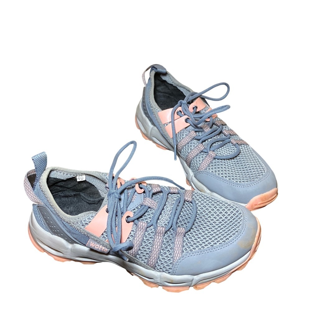 Wotte Trail Running Shoes Womens Size 9 Blue Grey Peach Mesh Hiking Sneakers